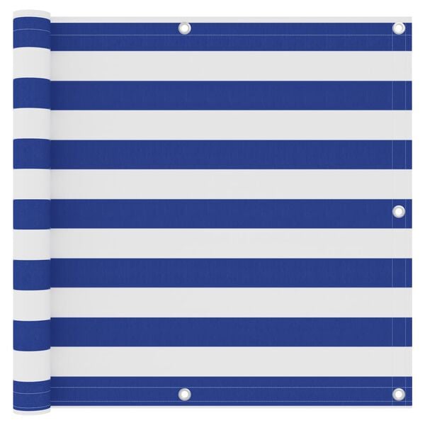 vidaXL Балконна Ширма Білий і Синій 90x600 см Тканина Оксфорд