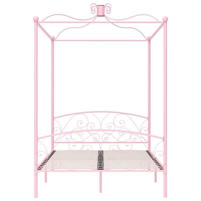 vidaXL Каркас ліжка з балдахіном Рожевий 140x200 см Метал
