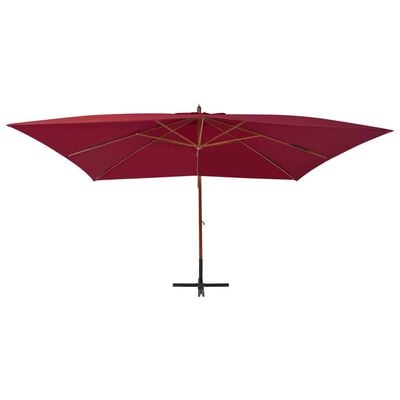vidaXL Консольна парасоля з дерев'яною жердиною Бордовий 400x300 см