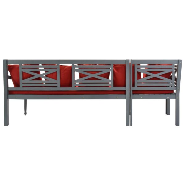 vidaXL Комплект Садових Меблів 3 Од. Сірий і Червоний Масив Акації