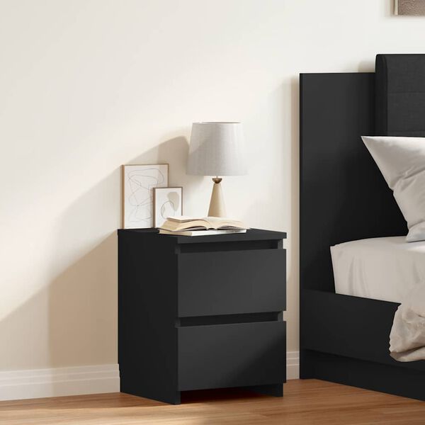 800515 vidaXL Bedside Cabinet Black 30x30x40 cm Chipboard