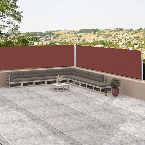 vidaXL Тент Висувний Бічний Коричневий 100x1000 см