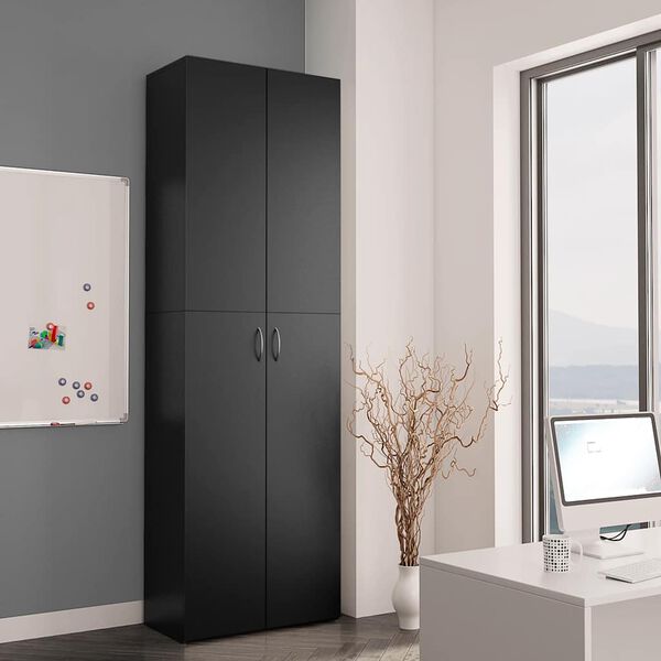 800298 vidaXL Office Cabinet Black 60x32x190 cm Chipboard
