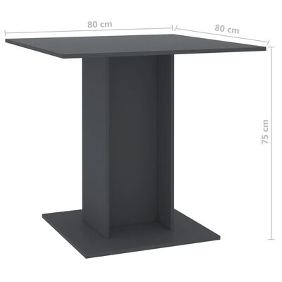 800254 vidaXL Dining Table Grey 80x80x75 cm Chipboard
