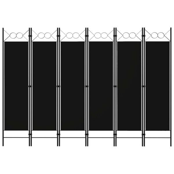 vidaXL 6-Панельна Кімнатна Перегородка Чорний 240x180 см