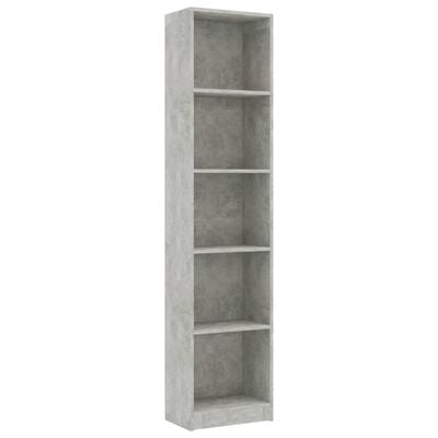 800850 vidaXL 5-Tier Book Cabinet Concrete Grey 40x24x175 cm Chipboard