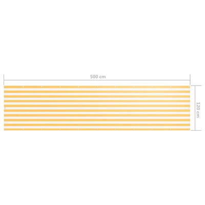 vidaXL Балконна Ширма Білий/Жовтий 120x500 см Тканина Оксфорд