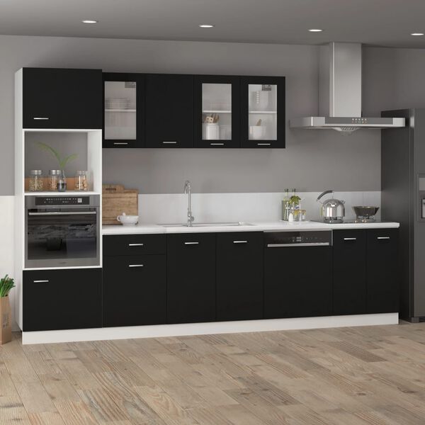 802547 vidaXL Microwave Cabinet Black 60x57x207 cm Chipboard