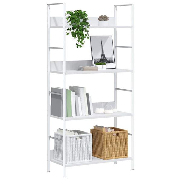 288224 vidaXL 4-Layer Book Shelf White 60x27,6x124,5 cm Chipboard