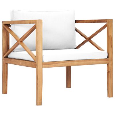 vidaXL Садове крісло з кремовими подушками Масив тикового дерева