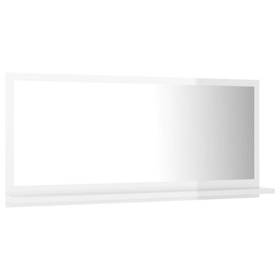804577 vidaXL Bathroom Mirror High Gloss White 80x10,5x37 cm Chipboard