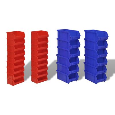 vidaXL Настінні пластикові контейнери для зберігання 30 шт Синій і червоний