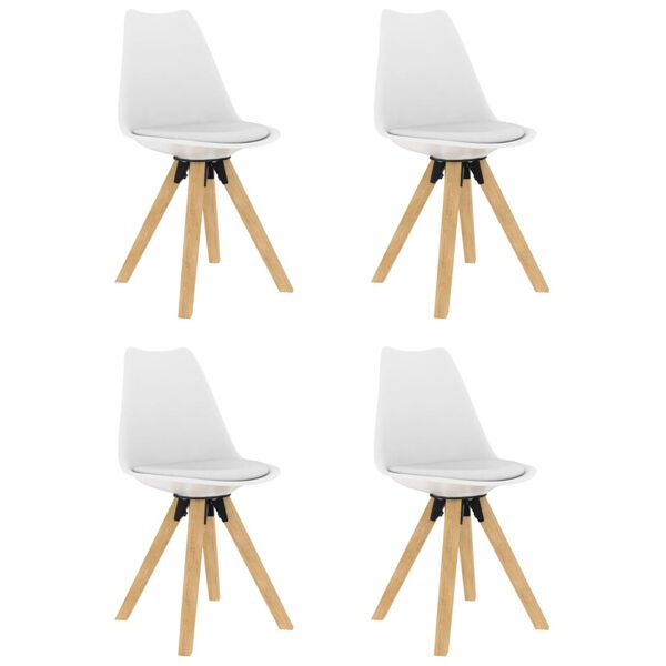 vidaXL Обідні Стільці 4 шт Білий Поліпропілен і Масив Бука
