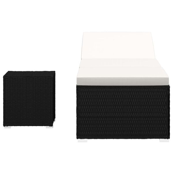 vidaXL Шезлонг з подушкою і чайним столиком Кремово-білий Поліротанг