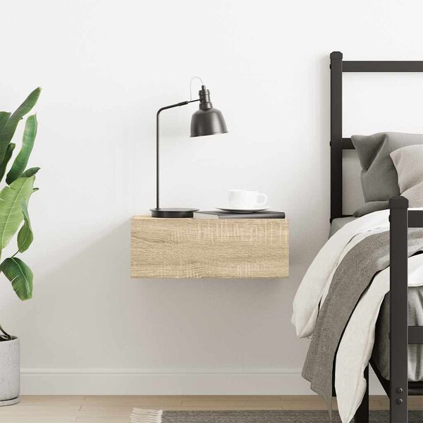 800312 vidaXL Floating Nightstand Sonoma Oak 40x30x15 cm Chipboard