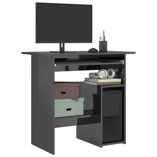 vidaXL Письмовий стіл Глянцевий сірий 80x45x74 см ДСП