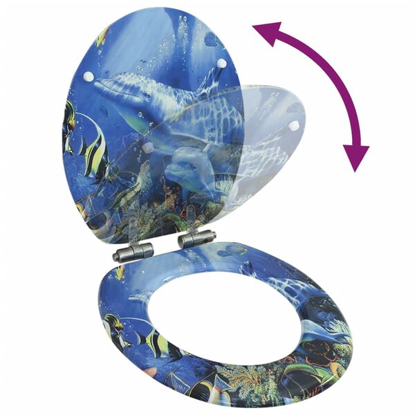 143930 vidaXL WC Toilet Seat with Soft Close Lid MDF Dolphins Design