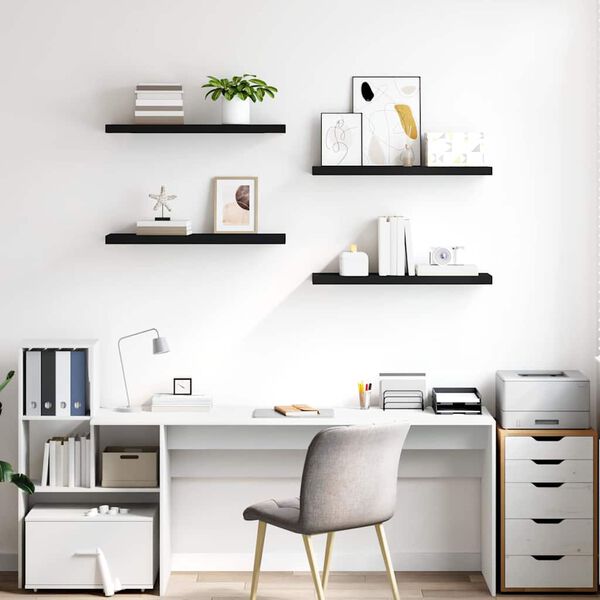 vidaXL Настінні полиці з прихованим кріпленням 4 шт Чорний 80x23,5x3,8 см МДФ