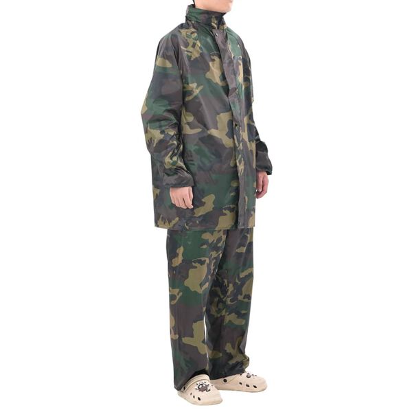 130192 Men's Camo Print 2-Piece Rain Suit with Hood XXL
