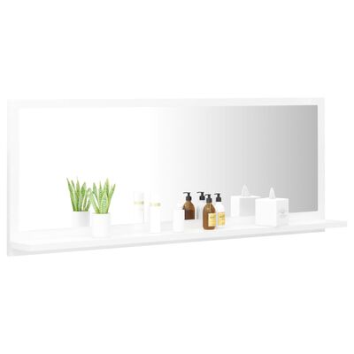 vidaXL Дзеркало для ванної кімнати Глянцевий білий 100х10,5х37 см ДСП