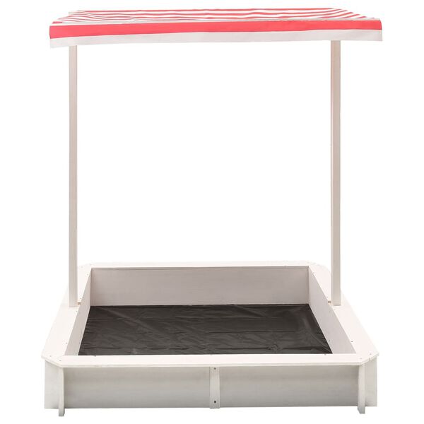 313888 vidaXL Sandbox with Adjustable Roof Fir Wood White and Red UV50