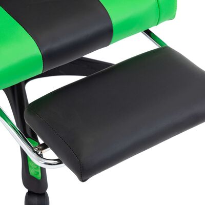 vidaXL Гоночне крісло з підніжкою Зелений/Чорний Штучна шкіра