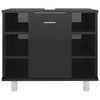 vidaXL Шафа для ванної кімнати Глянцевий чорний 60х32х53,5 см ДСП