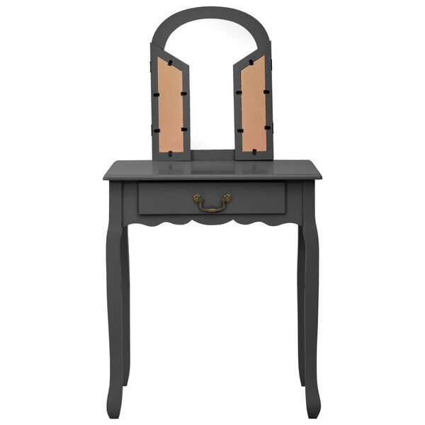 vidaXL Туалетний столик з табуретом Сірий 65x36x128 см Павловнія/МДФ