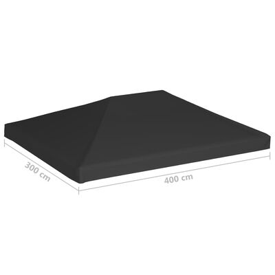 vidaXL Покриття для Альтанки 270 г/м² Чорний 4x3 м