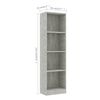 800841 vidaXL 4-Tier Book Cabinet Concrete Grey 40x24x142 cm Chipboard