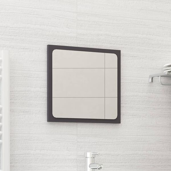 804605 vidaXL Bathroom Mirror High Gloss Grey 40x1,5x37 cm Chipboard