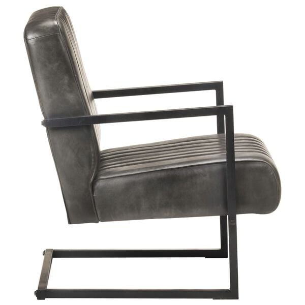 321858 vidaXL Cantilever Sofa Chair Distressed Grey Real Leather