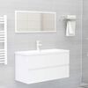 804761 vidaXL Sink Cabinet High Gloss White 90x38,5x45 cm Chipboard