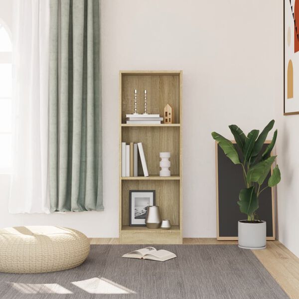800831 vidaXL 3-Tier Book Cabinet Sonoma Oak 40x24x108 cm Chipboard