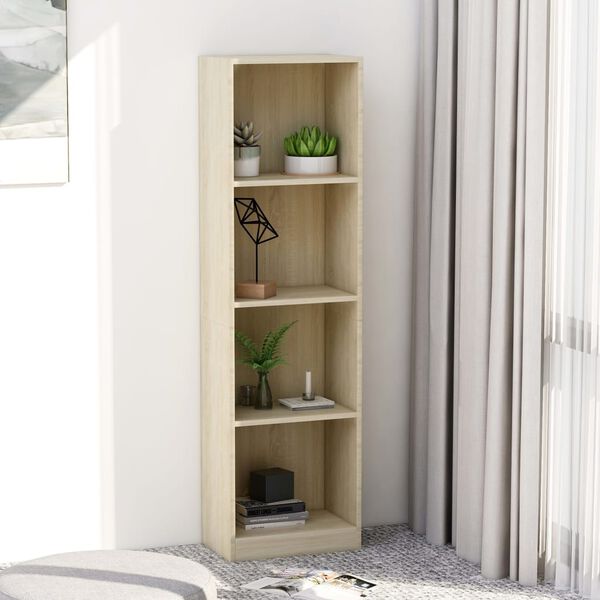 800840 vidaXL 4-Tier Book Cabinet Sonoma Oak 40x24x142 cm Chipboard