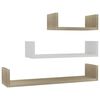 800203 vidaXL Wall Display Shelf 3 pcs White and Sonoma Oak Chipboard