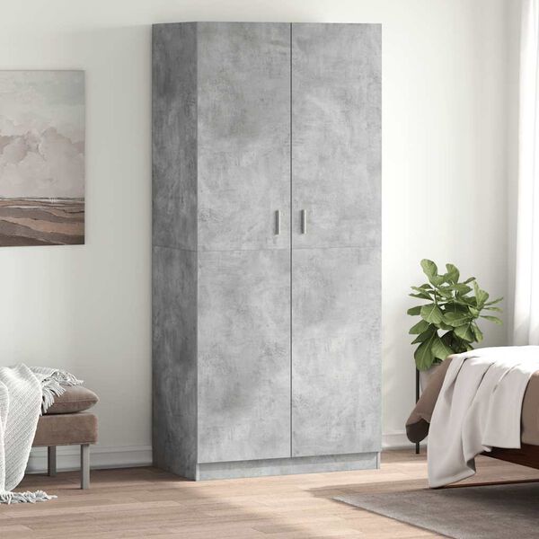 800634 vidaXL Wardrobe Concrete Grey 90x52x200 cm Chipboard