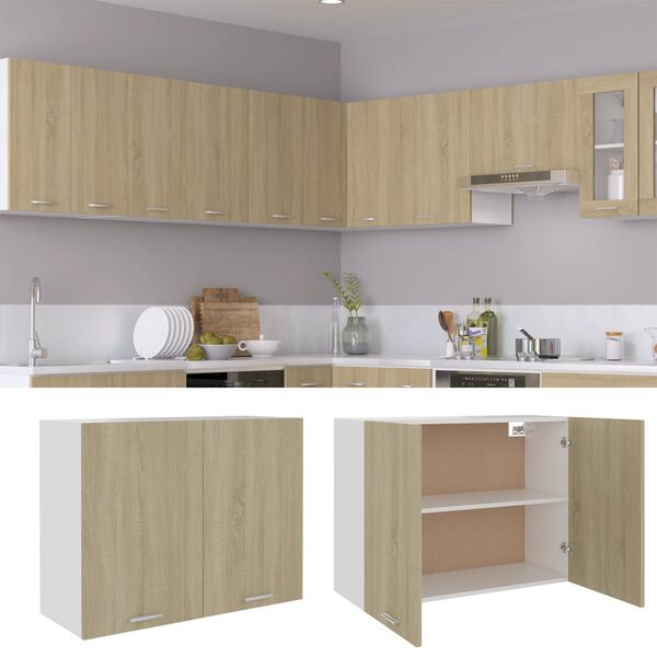 801279 vidaXL Hanging Cabinet Sonoma Oak 80x31x60 cm Chipboard