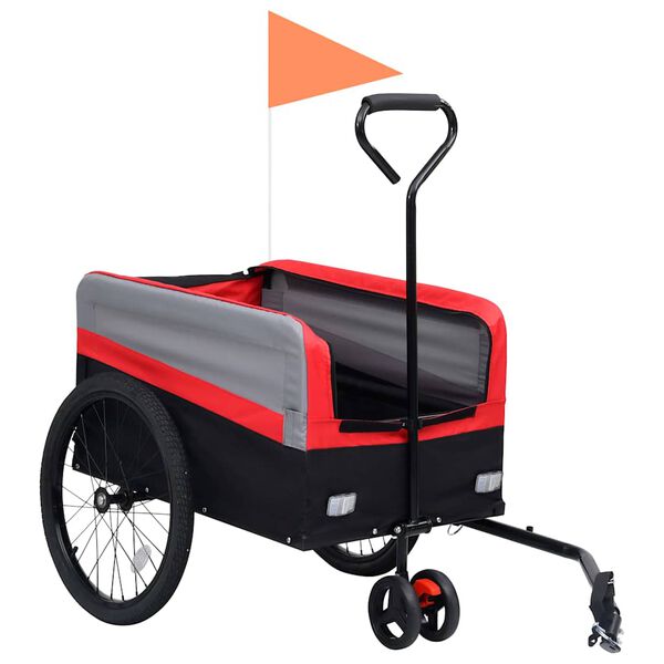 vidaXL Вантажний Велопричіп і Візок 2-в-1 XXL Червоний Сірий Чорний