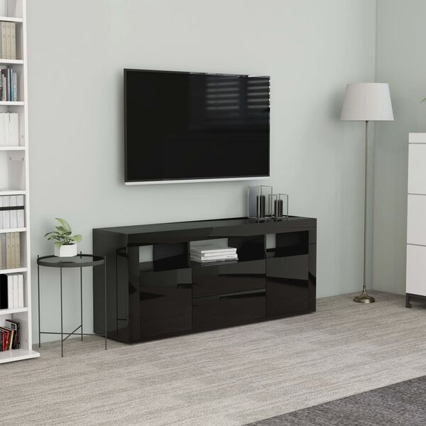 801821 vidaXL TV Cabinet High Gloss Black 120x30x50 cm Chipboard