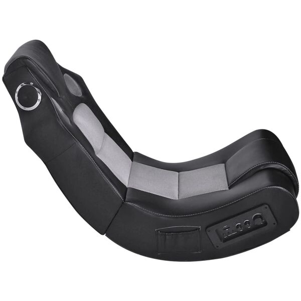 vidaXL Музичне крісло-качалка Чорний/Сірий Штучна шкіра