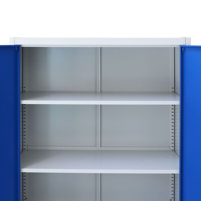 vidaXL Офісна шафа Сірий/Синій 90x40x90 см Метал