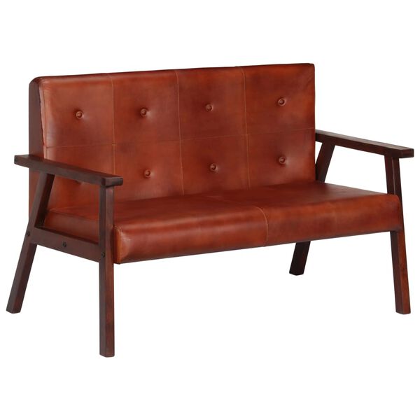 vidaXL Диван 2-Місний Коричневий Натуральна Шкіра