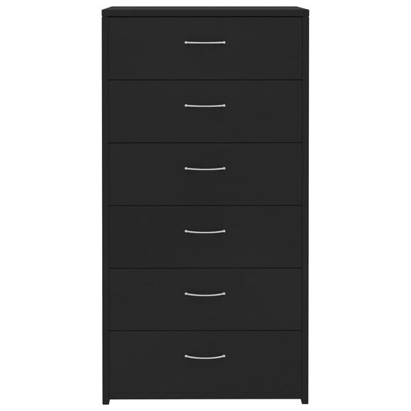 800667 vidaXL Sideboard with 6 Drawers Black 50x34x96 cm Chipboard
