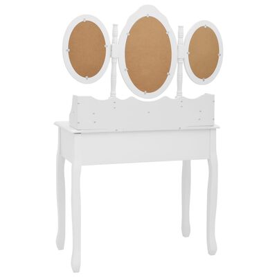 vidaXL Туалетний столик з табуретом і потрійним дзеркалом Білий