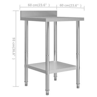 vidaXL Кухонний робочий стіл з фартухом 60х60х93 см Нержавіюча сталь