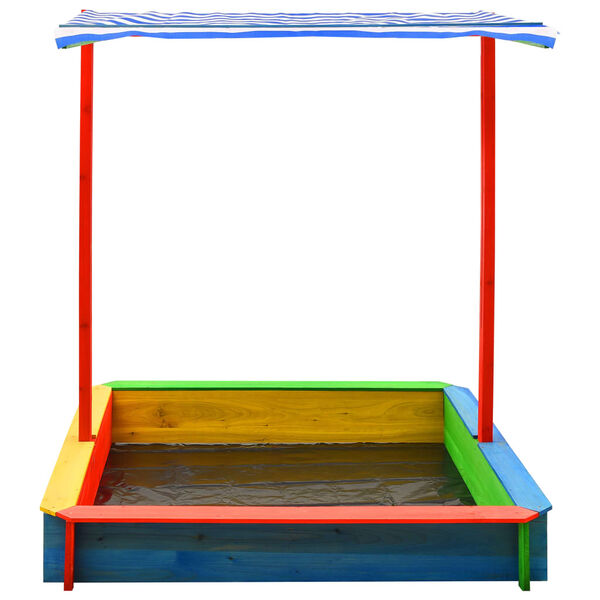 313887 vidaXL Sandbox with Adjustable Roof Fir Wood Multicolour UV50