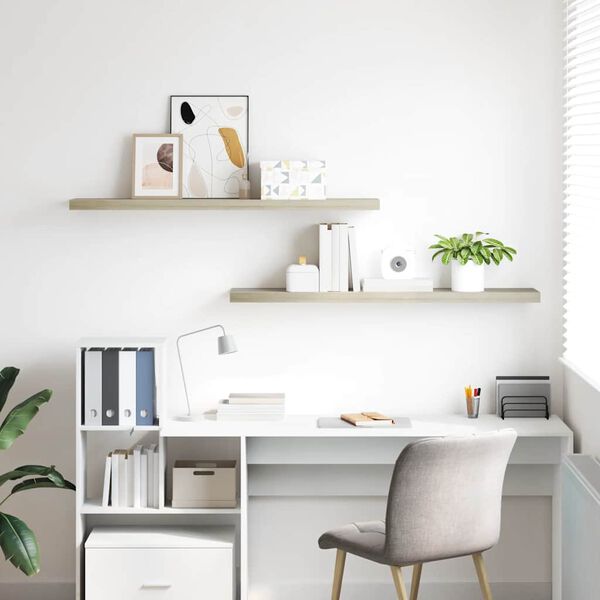 vidaXL Настінні полиці з прихованим кріпленням 2 шт Колір дуба 120x23,5x3,8см МДФ