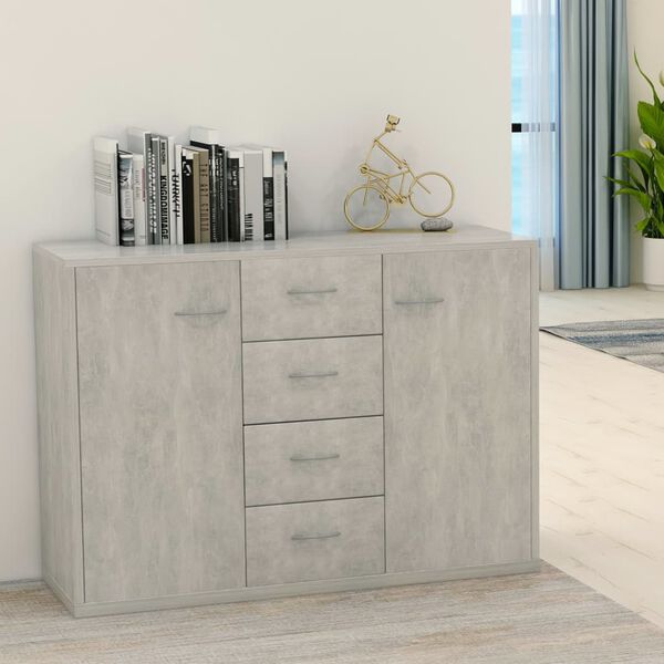 800688 vidaXL Sideboard Concrete Grey 88x30x65 cm Chipboard