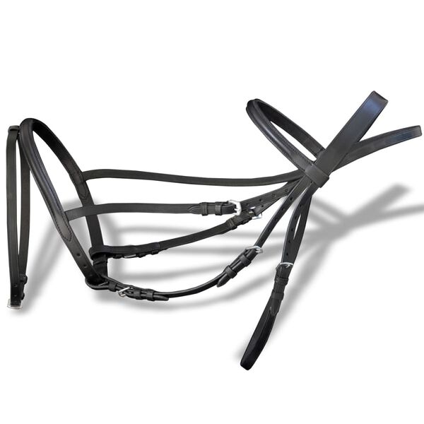 vidaXL Вуздечка з віжками та вудилами Чорний Шкіра Розмір коб